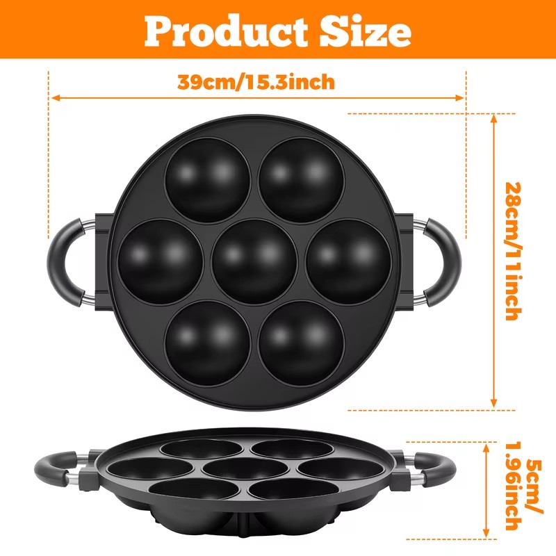7-Cavity Aluminum Mold for Pan - Egg Waffle Pan recension och pris