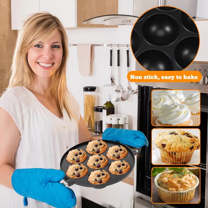 7-Cavity Aluminum Mold for Pan - Egg Waffle Pan recension och pris