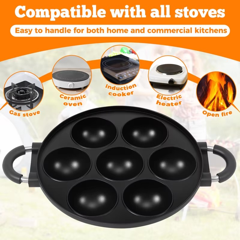 7-Cavity Aluminum Mold for Pan - Egg Waffle Pan recension och pris