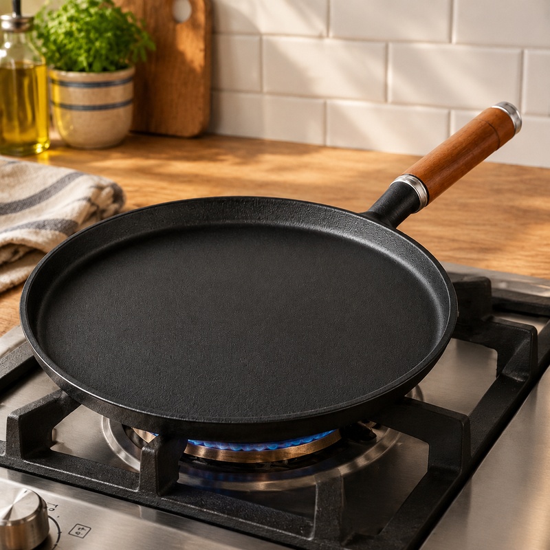 Heavy-Duty Cast Iron Frying Pa - Egg Waffle Pan recension och pris